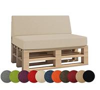 Chilly Pilley Cojín De Palet Interior y Exterior - Juego De 2 Cojines De Jardín Lavables y Extraíbles para Asiento y Respaldo (Crema)