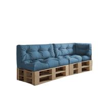 chilly pilley Cojín de paleta de la UE impermeable cojín de jardín impermeable copos de espuma varios tamaños y colores (5er Set PastellBleu)