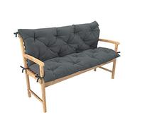chilly pilley Cojín para banco Relax con respaldo, cojín de columpio de jardín con costuras, acolchado, cojín de jardín, cojín para asiento, columpio de Hollywood (110 x 50 x 50 cm, gris)