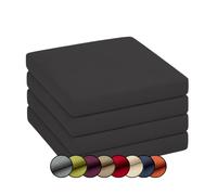 Chilly Pilley Cojín para Silla con Funda Extraíble y Cremallera - Juego de 4 Cojines para Asiento de Jardín (45x45x5, Negro)