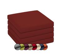 Chilly Pilley Cojín para Silla y Asiento con Funda Extraíble y Cremallera - Juego de 4 Cojines para Jardín (40x40x5, Rojo Oscuro)