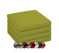 Chilly Pilley Cojín para Silla y Asiento con Funda Extraíble y Cremallera - Juego de Cojines para Jardín (4x 50x50x5, Verde)