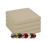 Chilly Pilley Cojín para Silla y Asiento con Funda Extraíble y Cremallera - Juego de Cojines para Jardín (4x 50x50x5, Crema)