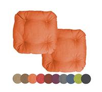 chilly pilley Juego De Cojines para Sillas con Lazos Cojines De Cocina Acolchados Muchos Tamaños Cojines para Sillas Tapicería De Sillas Cojines Decorativos (2X Cojines 40x40. Naranja)