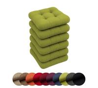chilly pilley Juego De Cojines para Sillas con Lazos Cojines De Cocina Acolchados Muchos Tamaños Cojines para Sillas Tapicería De Sillas Cojines Decorativos (6X Cojines 40x40. Verde)