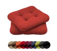 chilly pilley Juego De Cojines para Sillas con Lazos Cojines De Cocina Acolchados Muchos Tamaños Cojines para Sillas Tapicería De Sillas Cojines Decorativos (2 x Cojines 40 x 40 Rojo)