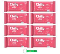 Chilly - Toallitas higiénicas íntimas Ciclo (8 unidades, sensación higiénica y protección duradera), especialmente para el ciclo menstrual. Cada paquete contiene 12 toallitas + llavero Beni Culinari