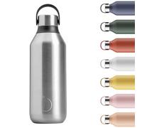 Chilly's Botella de agua Serie 2: Botella de Acero Inoxidable con Aislamiento al Vacío, Cuello Suave y Asa de Transporte, Termo para Bebidas Frías y Calientes - Stainless Steel, 500ml