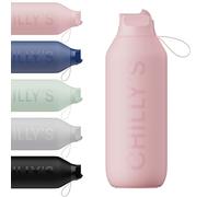 Chilly's Botella de agua Serie 2 Flip con Tapa Deportiva - Botella de Acero Inoxidable con Aislamiento al Vacío, Pajita, Asa de Transporte y Cepillo de Limpieza - Sin Sudor - 1000ml - Blush Pink