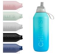 Chilly's Botella de agua Serie 2 Flip con Tapa Deportiva - Botella de Acero Inoxidable con Aislamiento al Vacío, Pajita, Asa de Transporte y Cepillo de Limpieza - Sin Sudor - 500ml - Ombre, Aurora