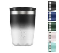 Chilly's Original Taza de Café - Taza Térmica Portátil para Bebidas Frías y Calientes - con Tapa - Taza de Doble Pared con Aislamiento al Vacío - Acero Inoxidable - Degradado Monocromático, 340ml
