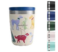 Chilly's Original Taza de Café - Taza Térmica Portátil para Bebidas Frías y Calientes - con Tapa - Taza de Doble Pared con Aislamiento al Vacío - Acero Inoxidable - 340ml - Polka Dogs