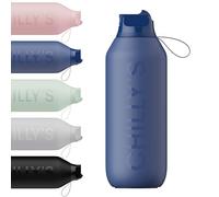 Chilly's Serie 2 Flip Botella con tapa deportiva, pajita telescópica y anillo de transporte de nailon - Tapa abre fácil, cepillo de limpieza para pajita incluido - 1000ml - Whale Blue