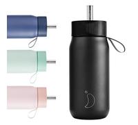 Chilly's Switch - Vaso Switch de acero inoxidable sin BPA con pajita incorporada para batidos y tés - Doble pared, aislado al vacío - Abyss Black, 750ml