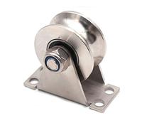 Chiloskit PR65214 - Rodamientos de rueda de acero inoxidable 304 de 2 pulgadas para puerta corredera, ranura en U, ruedas de polea resistentes para riel de rueda, soporte deslizante, capacidad de