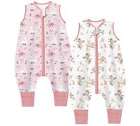 Chilsuessy Pack de 2 Saco de dormir para bebé con pies, 1,5 tog, saco de dormir para bebé con piernas, para bebés y niños, 1,5 tog, conejos lindos, cisne, 70 cm, altura de bebé 80-90 cm