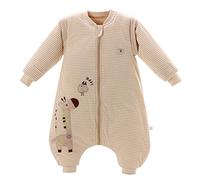 Chilsuessy Saco de dormir de invierno para bebé con pies y manga larga extraíble, de algodón orgánico, saco de dormir para niños pequeños de 1 a 6 años, jirafa/2,5 tog, L/altura del bebé 110-120 cm