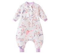 Chilsuessy Saco de dormir para bebé para todo el año con mangas y pies extraíbles, 1,5 tog, 100 % algodón, con piernas, urraca primavera, 100/bebé altura 100-110 cm