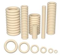 Chiluxendo 100 Piezas Aros de Madera para Manualidades Anillas Madera Natural, Anillos Madera sin Terminar Círculo de Artesanía, Redondos Aros, para Decoración Manualidades, Joyas, Macramé, 6 tamaños
