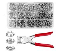 Chiluxendo 200 Sets Pistola Botones de Presion, 9.5mm Plata Corchetes de Presion Metalicos, Corchetes Costura, Snaps Metalicos, Remachadora Botones, Botón a Presión con Alicate de Botones Rapidos