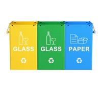 Chiluxendo 3 Piezas Cubos de Basura de Reciclaje, Papelera, Contenedores de Reciclaje, Papelera, Bolsas Basura Colores, Basurero, Ecoponto Doméstico, para Vidrio