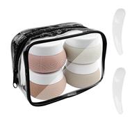 Chiluxendo 4 Piezas Tarros para Crema de Viaje, 30ml Tarros de Silicona para Cremas, Tarro Silicona Viaje con Espátula, Recipientes Silicona para Cosméticos con Bolsa Transparente (Serie Marrón)