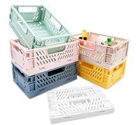 Chiluxendo 6 Piezas Cajas de Almacenamiento, Caja Organizadoras Plástico, Cesta Plegable, Cestas Almacenaje con Asas en Ambos Lados para Oficina, Cocina, Baño - 15×10×5.74 cm Organizador, 6 Colore