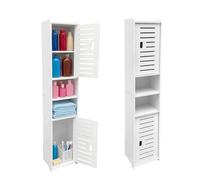 Chiluxendo Blanco Mueble de Baño, Armario de Baño con Puertas y Estantes Abiertos, Mueble Baño Estrecho en Resistente al Agua, Columna de Baño, Armario Alto de Baño para Ducha Aseo Dormitorio(20x18x97