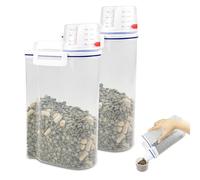 Chiluxendo Juego de 2 Contenedor Pienso Perros, Cubo para Alimentos con Vaso Medidor, Recipiente de Comida para Mascotas, Recipientes Almacenamiento Gatos, Botes Hermeticos Cocina, para Cereales, Arr