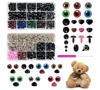 Chiluxendo Ojos y Nariz de Plástico de Colores Seguridad con Arandelas, para Manualidades, Fabricación de Muñecas, Amigurumi de Peluche y Juguetes de Ganchillo, Tamaños Surtidos (Ø 5~14 mm)