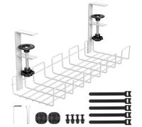 Chiluxendo Organizador Cables Escritorio, Bandeja Cables Escritorio, Recoge Cables Mesa Escritorio, Bandeja Portacables Bajo la Mesa, Bandeja de Gestión de Cables para Oficina, Hogar (Blanco)