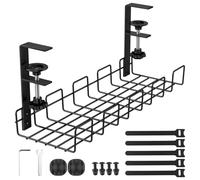 Chiluxendo Organizador Cables Escritorio, Bandeja Cables Escritorio, Recoge Cables Mesa Escritorio, Bandeja Portacables Bajo la Mesa, Bandeja de Gestión de Cables para Oficina, Hogar (Negro)