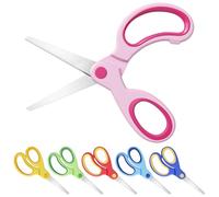 Chiluxendo Tijeras(6Pcs), Formas Manualidades Niños 3 Años para la Mano Izquierda, Escolares Zurdos Punta Redonda Tijera con Tapa, Infantiles para Zurdos Mango Ergonómico, para la Escuela y Aulas