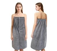 Chiluxendo Toallas de Baño, Toalla de Sauna con Bolsillo, Vestido de Toalla de Baño Mujer Ajustable, Toallas de Baño de Microfibra, Vestido de Toalla de Playa para Sauna Ducha SPA Playa Baño(Gris)