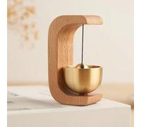 Chime de la puerta de madera - comerciante magnético Bell Rustic Brass Blapper, alerta de entrada a la altura frontal artesanal | Accesorio de bienvenida de porche decorativo, campana de señal de timb