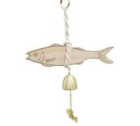 Chime de la puerta de madera rústica - Campana de los comerciantes para abrir con diseño de pescado | Hanging a casa, cafetería, estudio, apartamento, Dormy Decorative Entry Douletl