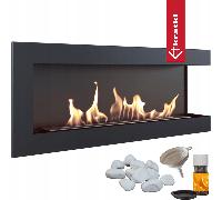 Chimenea Bioetanol de Pared DELTA 1200 TÜV derecha piedras decorativas