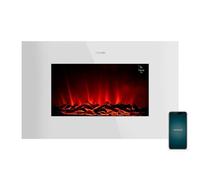 Cecotec Chimenea Eléctrica Ready Warm 3590 Flames Connected White. 2000 W, Tamaño 35", WiFi, 2 Niveles de Potencia, Mando a Distancia, Temporizador, 30 m2
