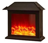 Chimenea, Chimenea LED con Efecto de Llama Realista, Funciona con Pilas/USB pequeña eléctrica, Forma de casa Decorativa para Sala de Estar, jardín, balcón..