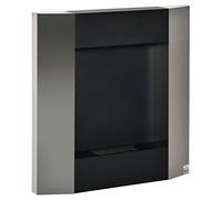 Chimenea de bioetanol de Pared HOMCOM con depósito de 0,7L y Cubierta de 20m², Acero, 72x11x72cm, Plata y Negro