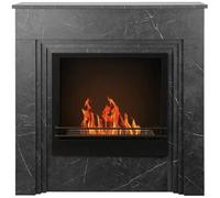 Chimenea de bioetanol de pie BELLINI de madera efecto mármol negro. Fabricada en Italia. L96 x P35 x H96.