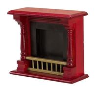 Chimenea de casa de muñecas a escala 1:12, simulación de bricolaje vintage, muebles de casa de muñecas decorativos de madera en miniatura para accesorios de decoración de Navidad, rojo