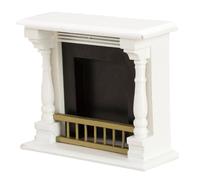 Chimenea de casa de muñecas a escala 1:12, simulación de bricolaje vintage, muebles de casa de muñecas decorativos de madera en miniatura para accesorios de decoración de Navidad, color blanco