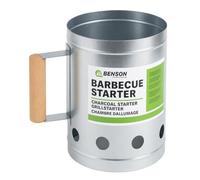 Chimenea de encendido Ø17x27 cm - Encendedor rápido de carbón en metal con mango de madera. Ideal para barbacoas, ahumadores y braseros. Brasa perfecta en minutos, sin esfuerzo.