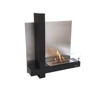 Chimenea de etanol de 2kw y 1.25l de capacidad. diseño en forma de l fabricado en acero esmaltado negro y dos cristales templados