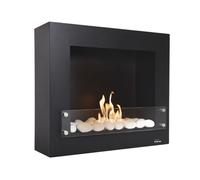 Chimenea de etanol de 2kw y 1.2l de capacidad. diseño rectangular en acero lacado. incluye un kit de piedras cerámicas. jarra y embudo para facilitar el llenado. sin humos. olores ni cenizas.