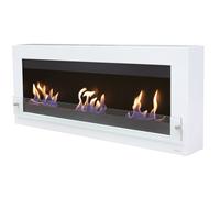 Chimenea de etanol mural extra grande en acero y cristal templado 136 cm