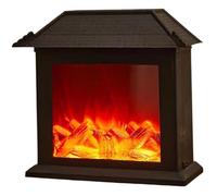 Chimenea de imitación con Efecto de Llama Realista, Funciona con Pilas o USB, Forma de casa eléctrica pequeña, Decorativa para Sala de Estar, jardín, balcón
