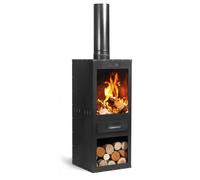 Chimenea De Jardín Rosa H 150 Cm Para Calentar Y Asar Horno De Terraza De Acero