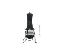 Chimenea de leña para exteriores, hoguera para patio, tamaño 52 x 52 x 116,5 cm, color negro